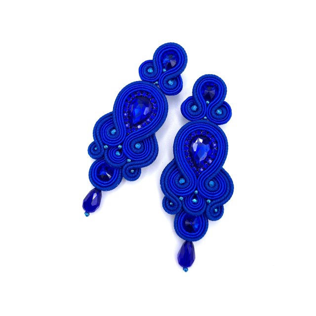 Kolczyki sutasz niebieskie "Keira" wieczorowe eleganckie z kryształkami