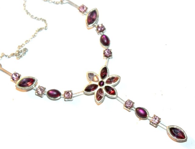 Wieczorowy naszyjnik kolia lawendowe szkiełka