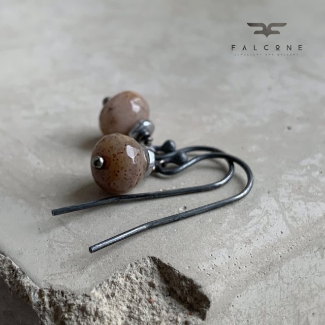 Kolczyki ze srebra i kamieni Przepiórki