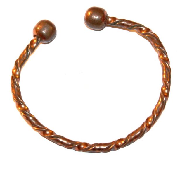 Miedziana wąska  kręcona bransoletka