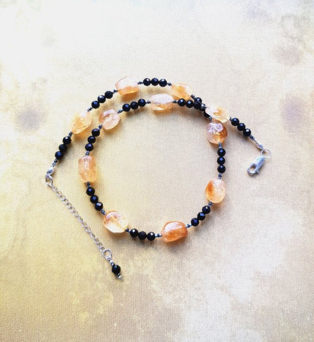 Naszyjnik z Cytrynem i Turmalinem