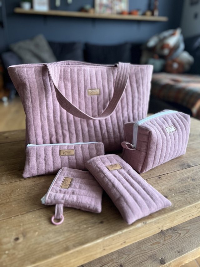 Zestaw prezentowy z lnu - zgaszony róż