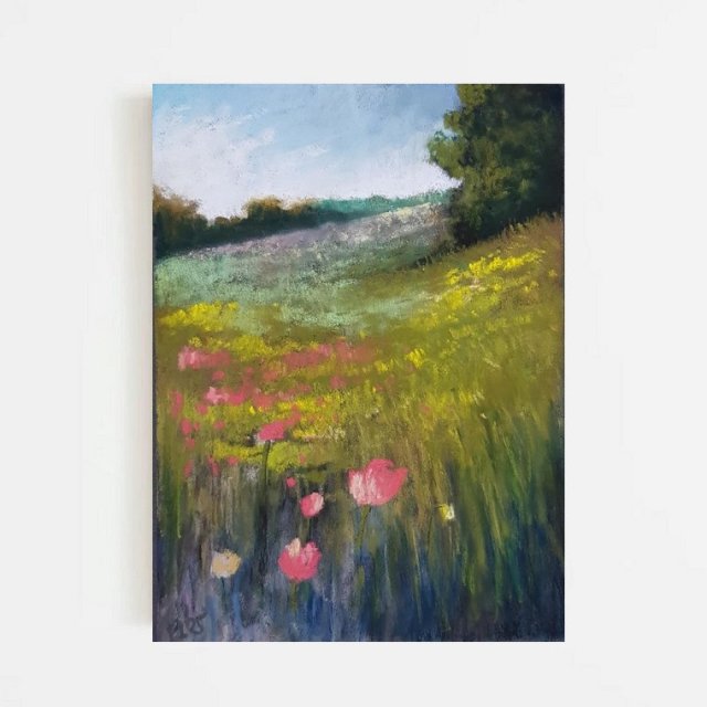 Łąka- rysunek pastele