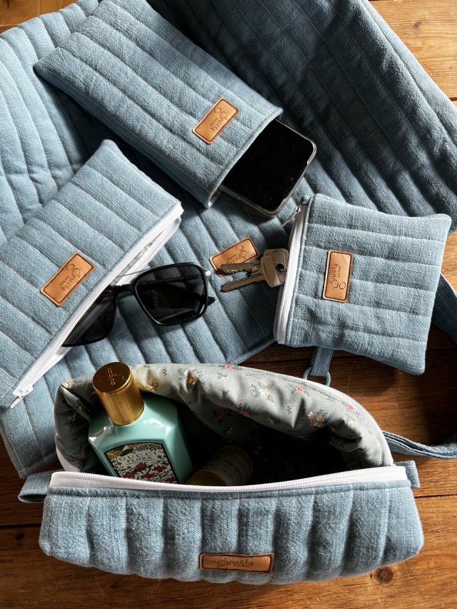 Zestaw prezentowy z lnu - niebieski