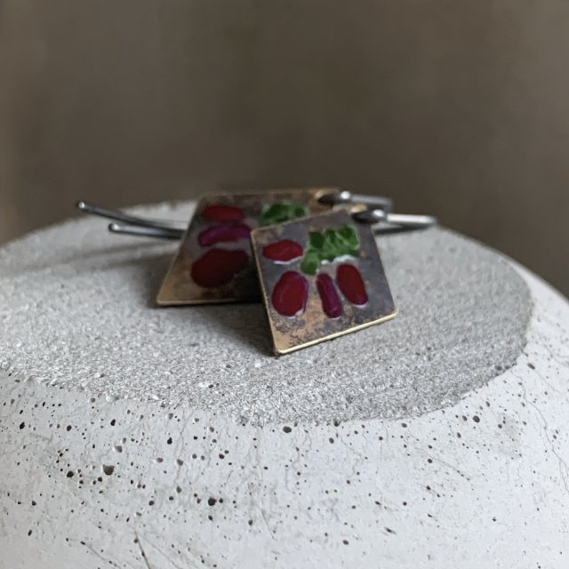 Kolczyki Little Flowers - Antique Bordo & Dark Green