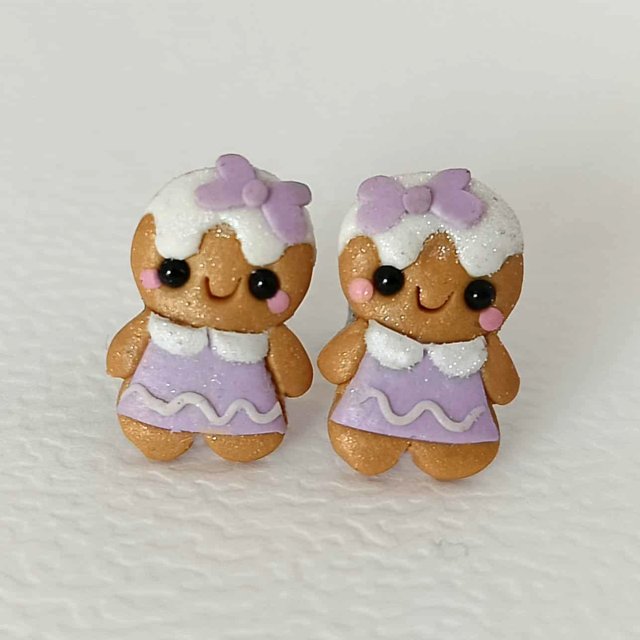 Świąteczne Kolczyki Ludziki z Piernika Ciastek Piernikowy Ludek