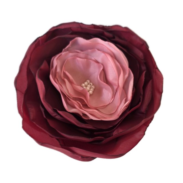 Bordowo różowa broszka 10cm