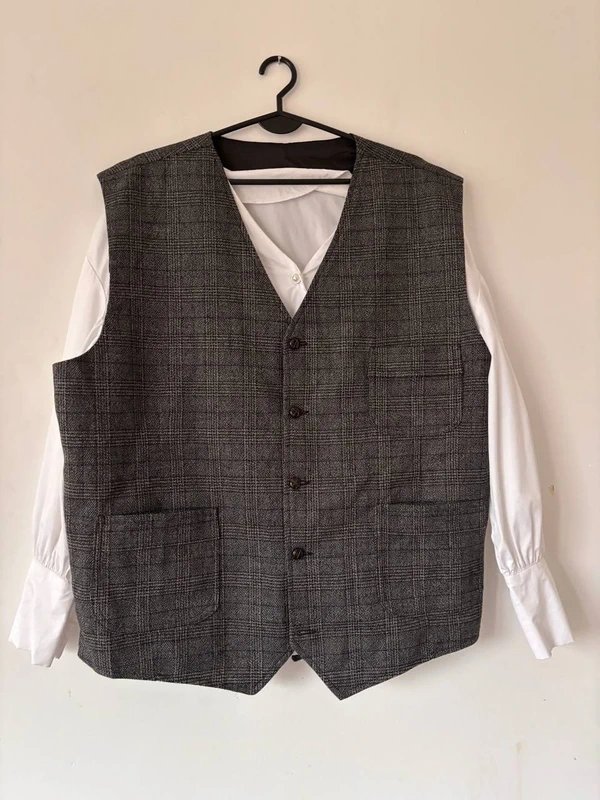 Elegancka męska kamizelka vintagewzór w kratę Klasyczna