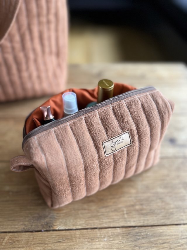 Lniana kosmetyczka box - ruda