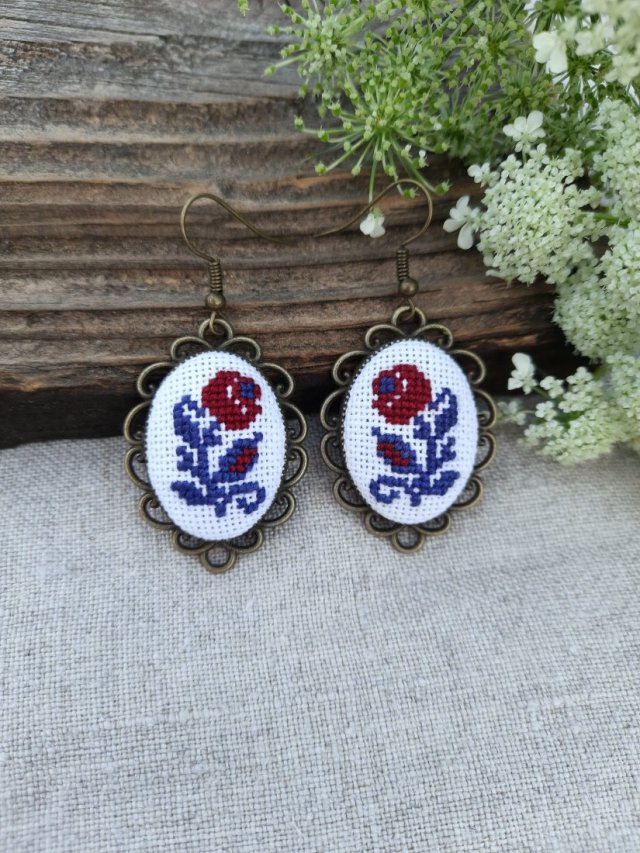 Kolczyki z haftem ukraińskim