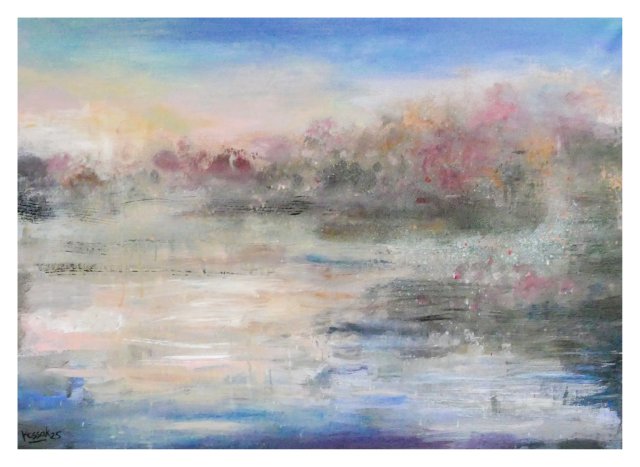 Jezioro VI (Lake VI - 50x70) - obraz ręcznie malowany na płótnie, do salonu, do sypialni