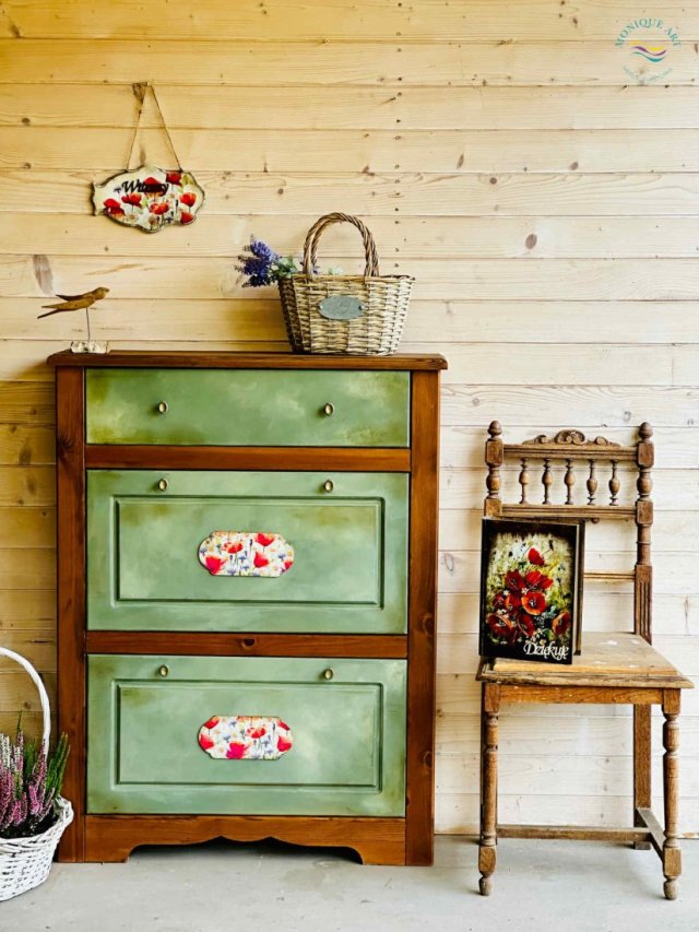 Szafka na buty, ręcznie malowana, sielska, GRATIS zawieszka