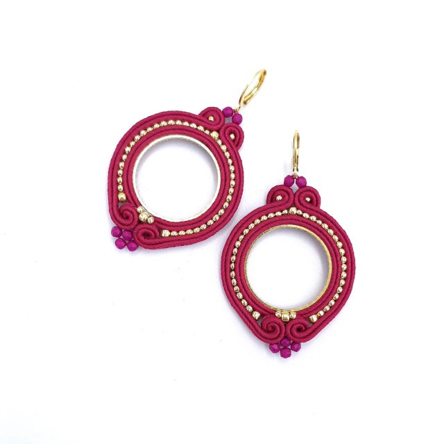 Kolczyki sutasz różowe kółka "Jolly" lekkie okrągłe romantyczne