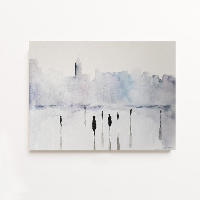 Miasto - obraz  akwarela