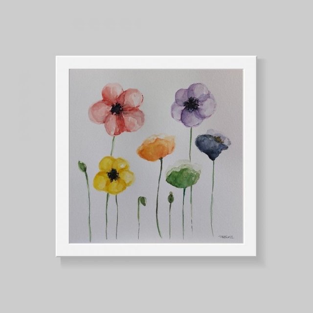 Kwiaty -akwarela formatu 25/25 cm