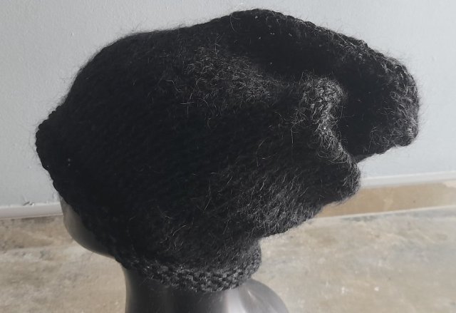 black moher z lnem czapka hand made