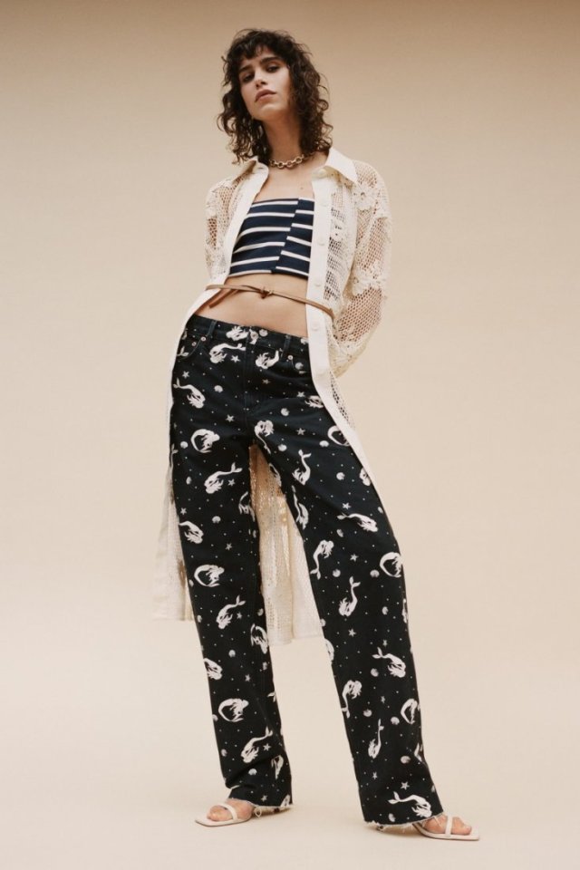 ZARA - JEANSY Z PRINTEM - SYRENKI - 36