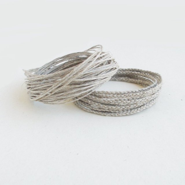 Len naturalny komplet Bransoletek z zapięciami