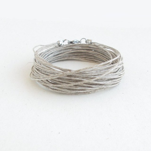 Len naturalny Bransoletka z zapięciem