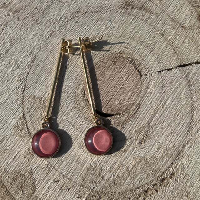 Złote kolczyki FALL – ciepły blask jesieni w odcieniach pomidora