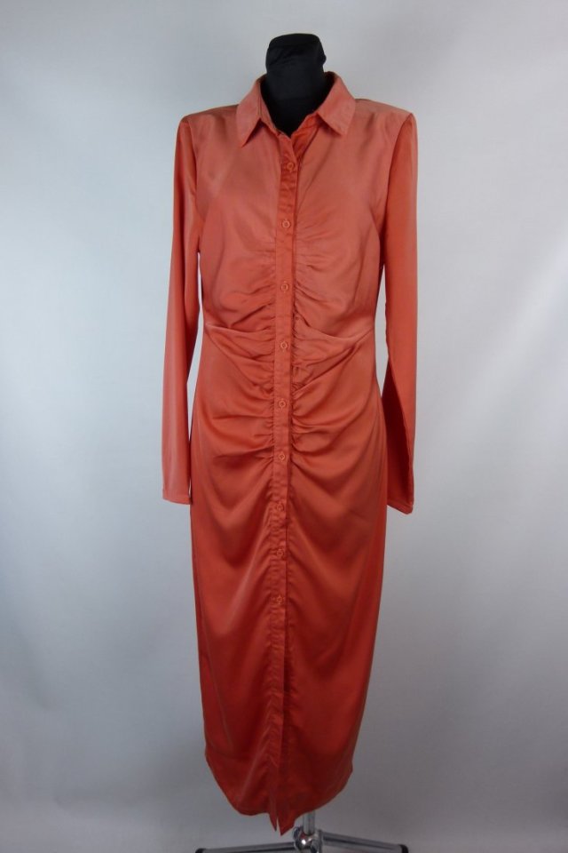 Pretty Little Thing koszulowa satynowa sukienka maxi z metką / 40