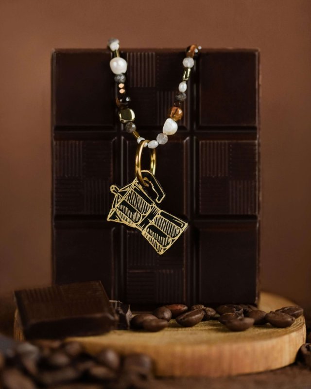 Kawiarka złota - kolczyk/zawieszka