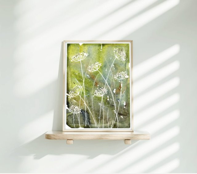 Trawy. Oryginalna akwarela A5