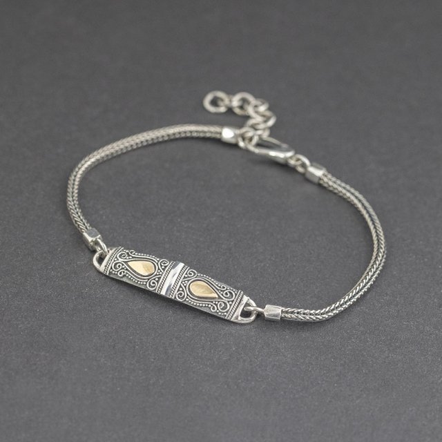 Srebrna bransoletka ze złotem 18K