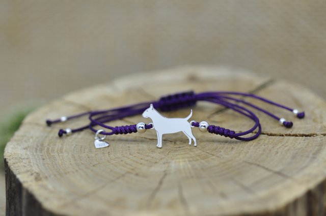 Bullterier - bransoletka z psem, srebro 925