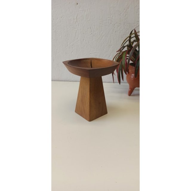 Świecznik lata 70, drewno Teak