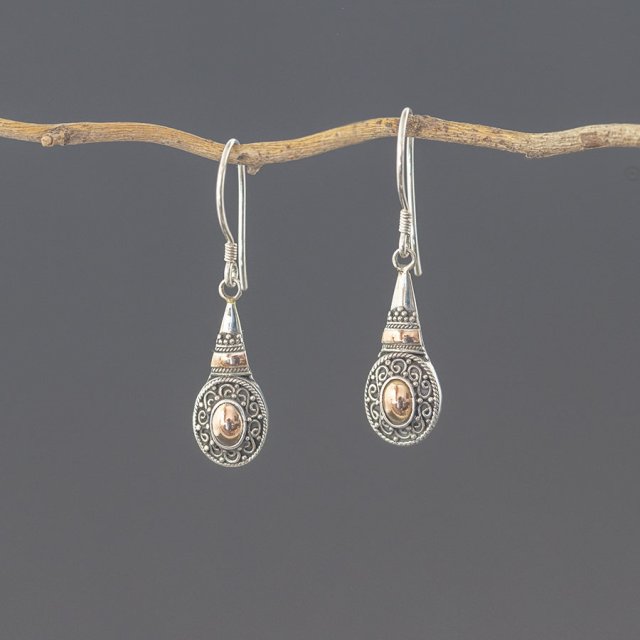 Srebrne kolczyki ze złotem 18K