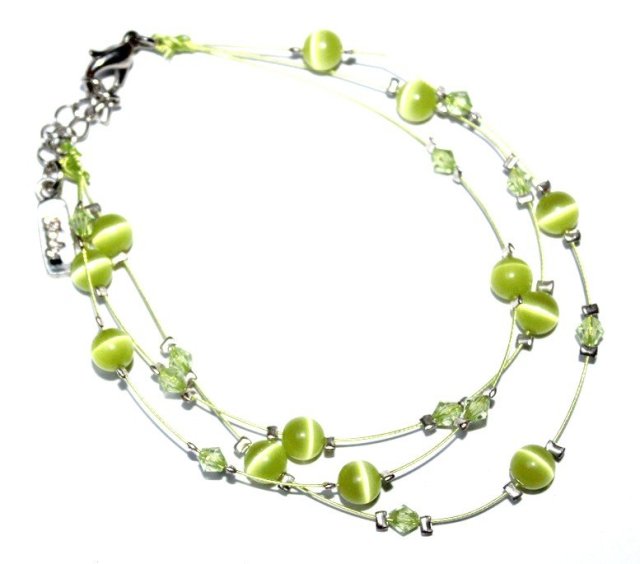 LIMONKOWE koraliki BRANSOLETKA potrójna żyłka