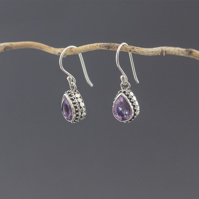 Srebrne kolczyki z ametystem