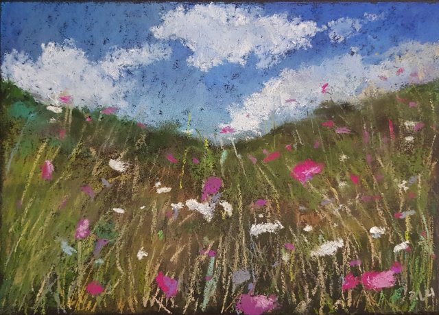 Łąka-praca wykonana pastelami