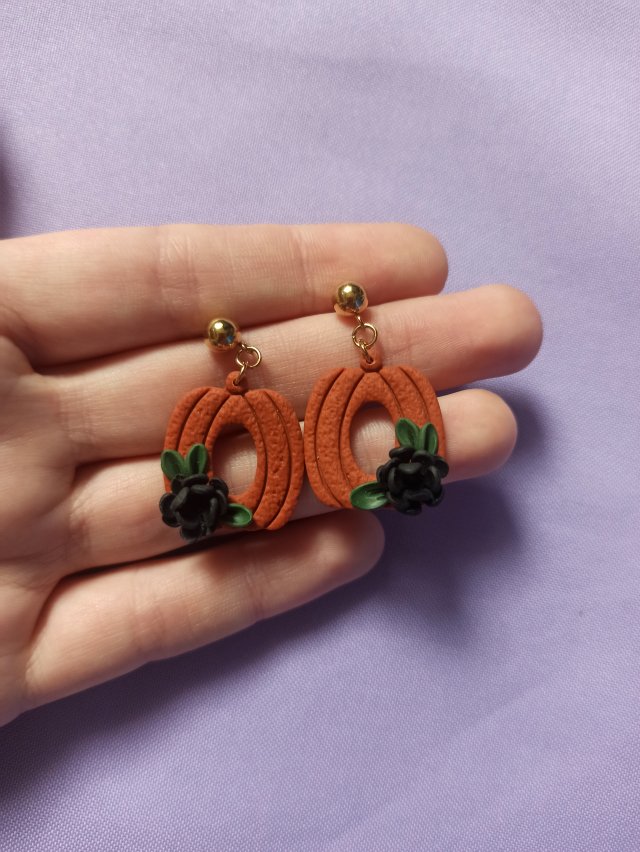 Kolczyki z gliny polimerowej dynie