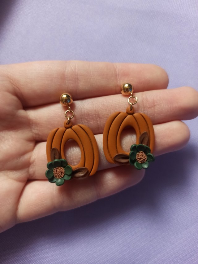 Kolczyki z gliny polimerowej dynie