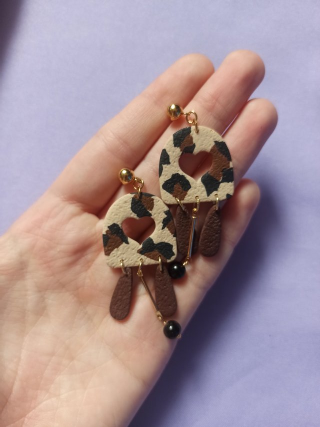 Kolczyki z gliny polimerowej panterka