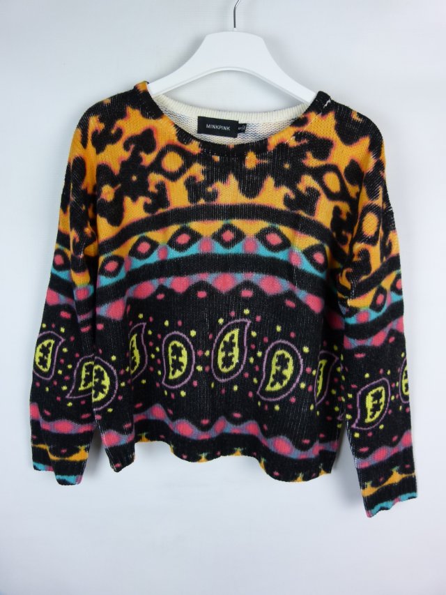 Minkpink damski wielokolorowy sweter oversize / S