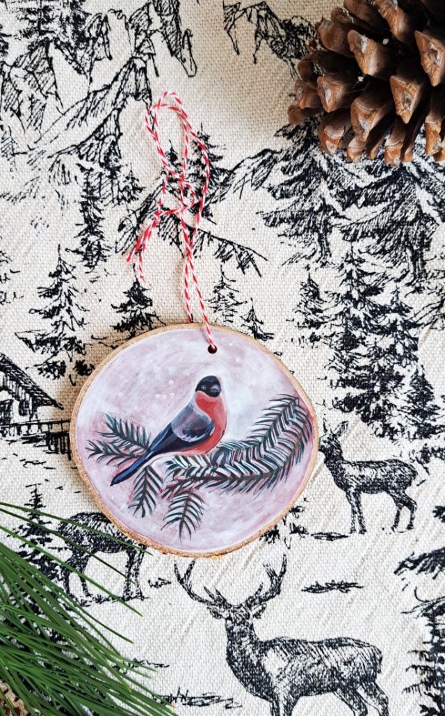 Drewniana, ręcznie robiona ozdoba choinkowa Gil, możliwa personalizacja