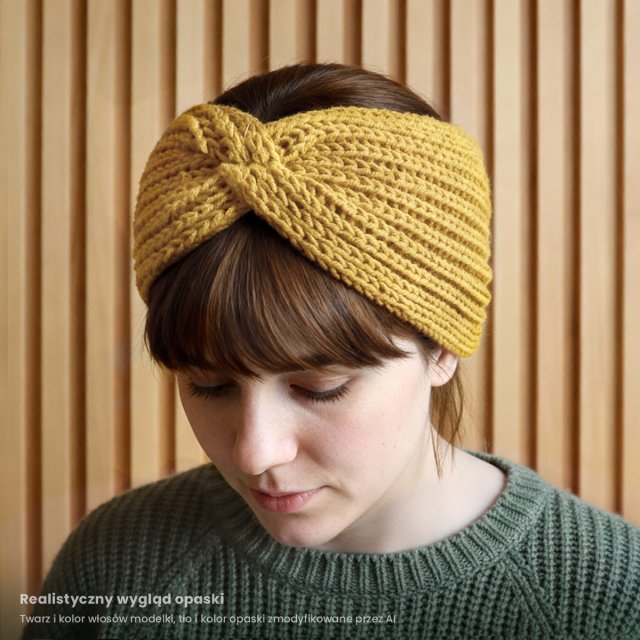 OPASKA MERINO MUSZTARDOWA - NATURALNA, MIĘKKA, NIE GRYZĄCA, CIEPŁA