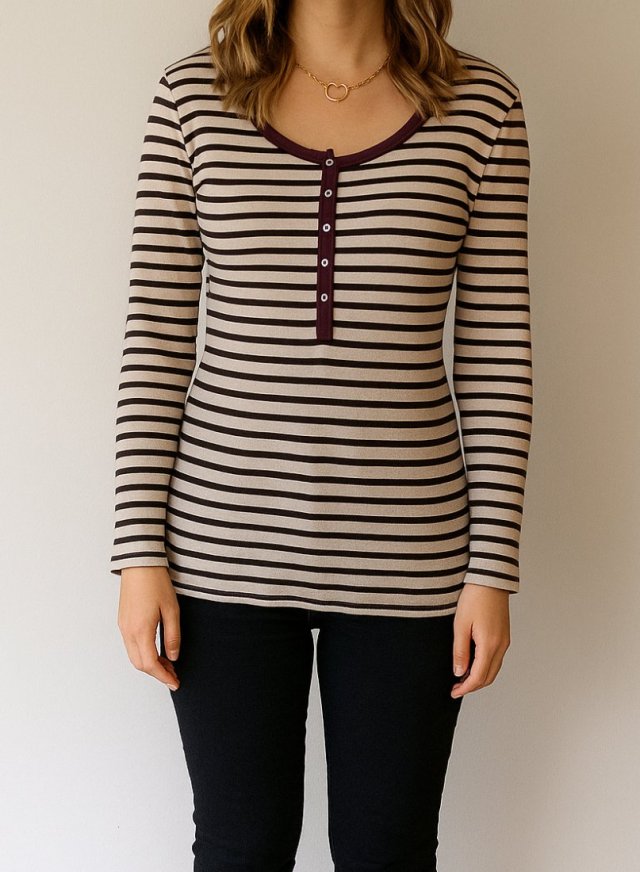 Marynarska Bluzka Vintage Y2K Paski SWAG długi rękaw