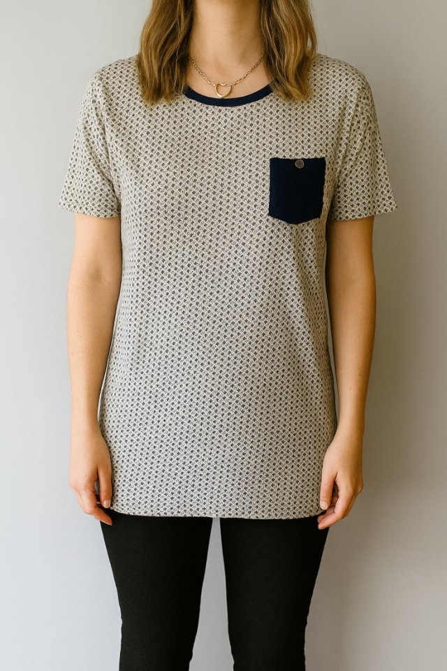 Koszulka Vintage z kieszonką Retro wzory Uniseks