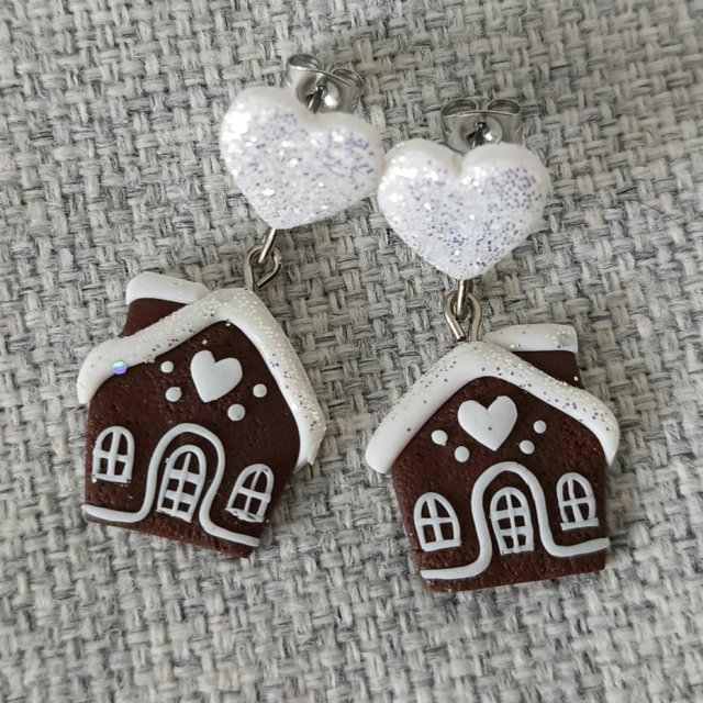 Świąteczne Kolczyki Domek z Piernika