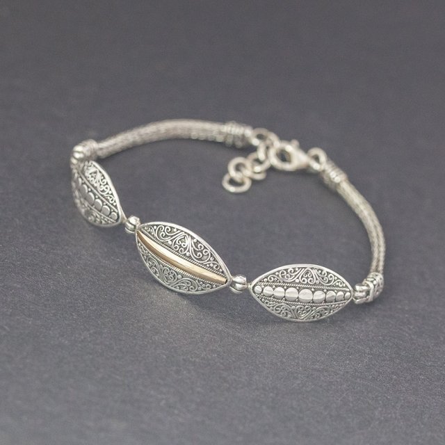 Srebrna bransoletka ze złotem 18K