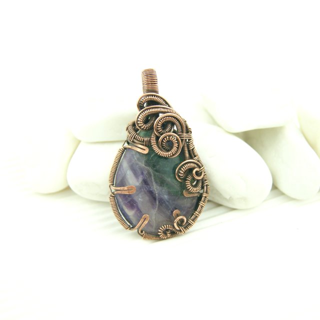 Fluoryt wisiorek wire wrapping