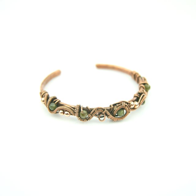 Bransoleta mankietowa z zielonym turmalinem