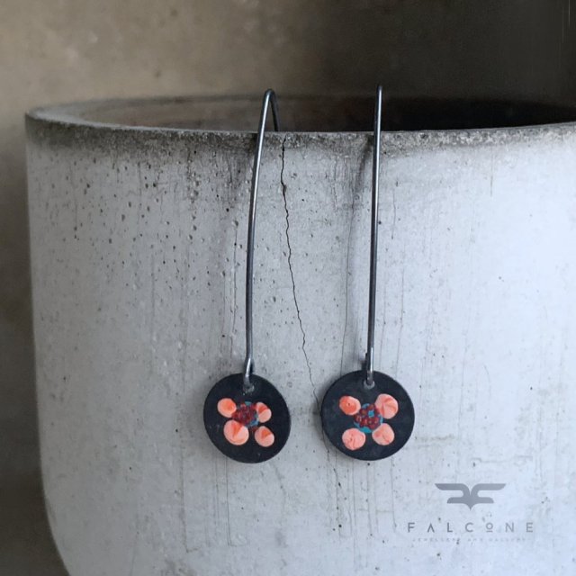 Kolczyki Polne Kwiaty - Róż i Turkus