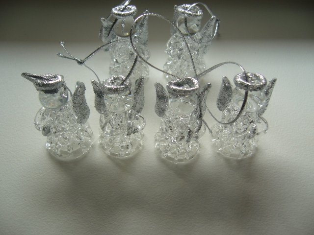 SZKLANE ANIOŁKI NA CHOINKĘ - 6 sztuk