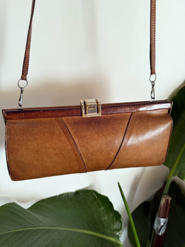 vintage lata 80-te clutch skóra