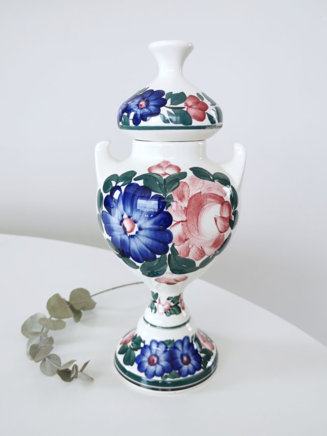 Wazon amfora ręcznie malowana, Koło, PRL